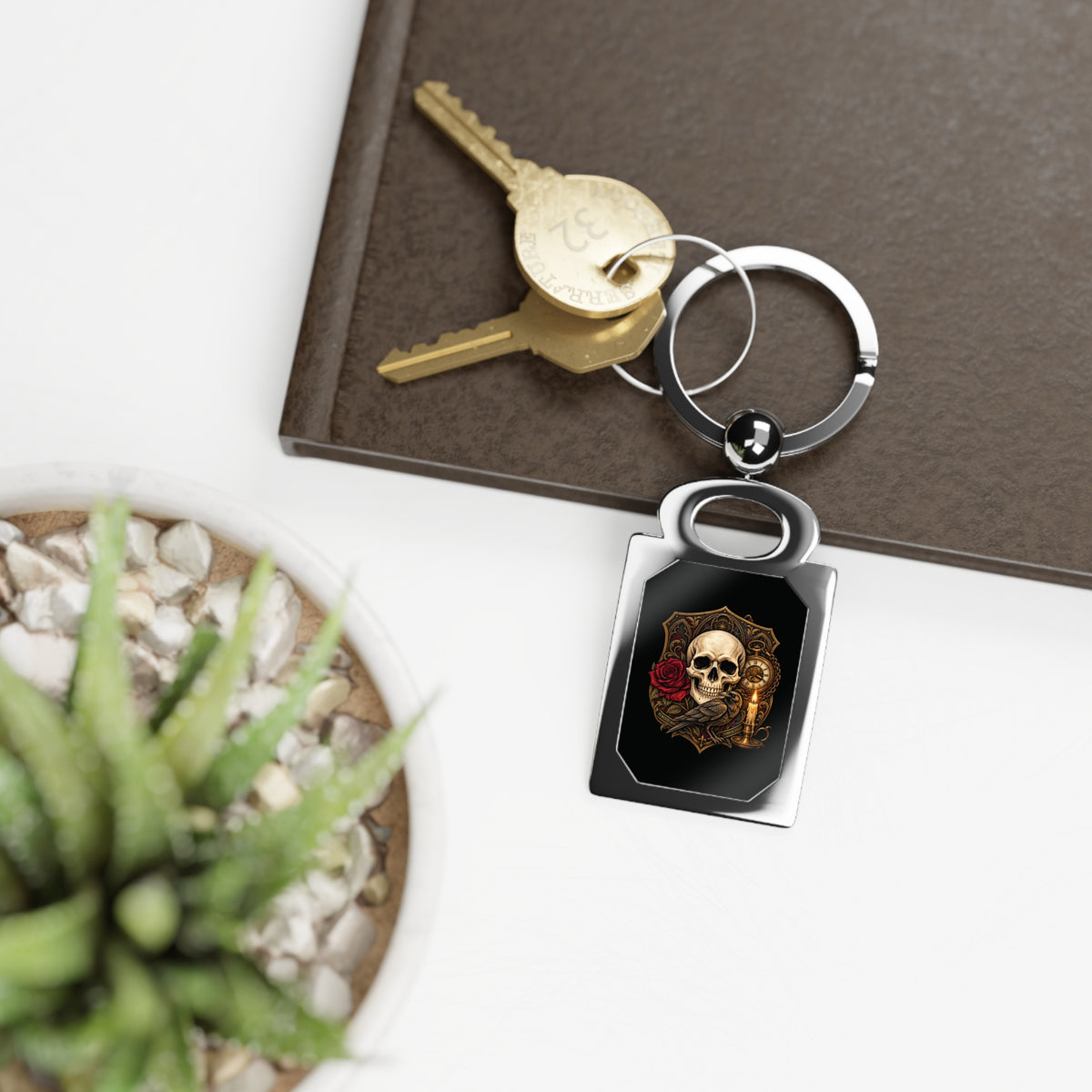 Hour of Jessamine Raven & Watch Metal Keychain