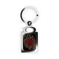 First Bloom Gothic Rose & Skull Metal Keychain