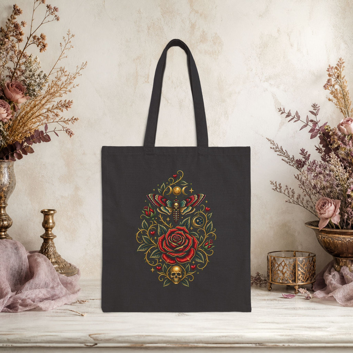Rose of the Eclipse Gothic Cotton Tote Bag