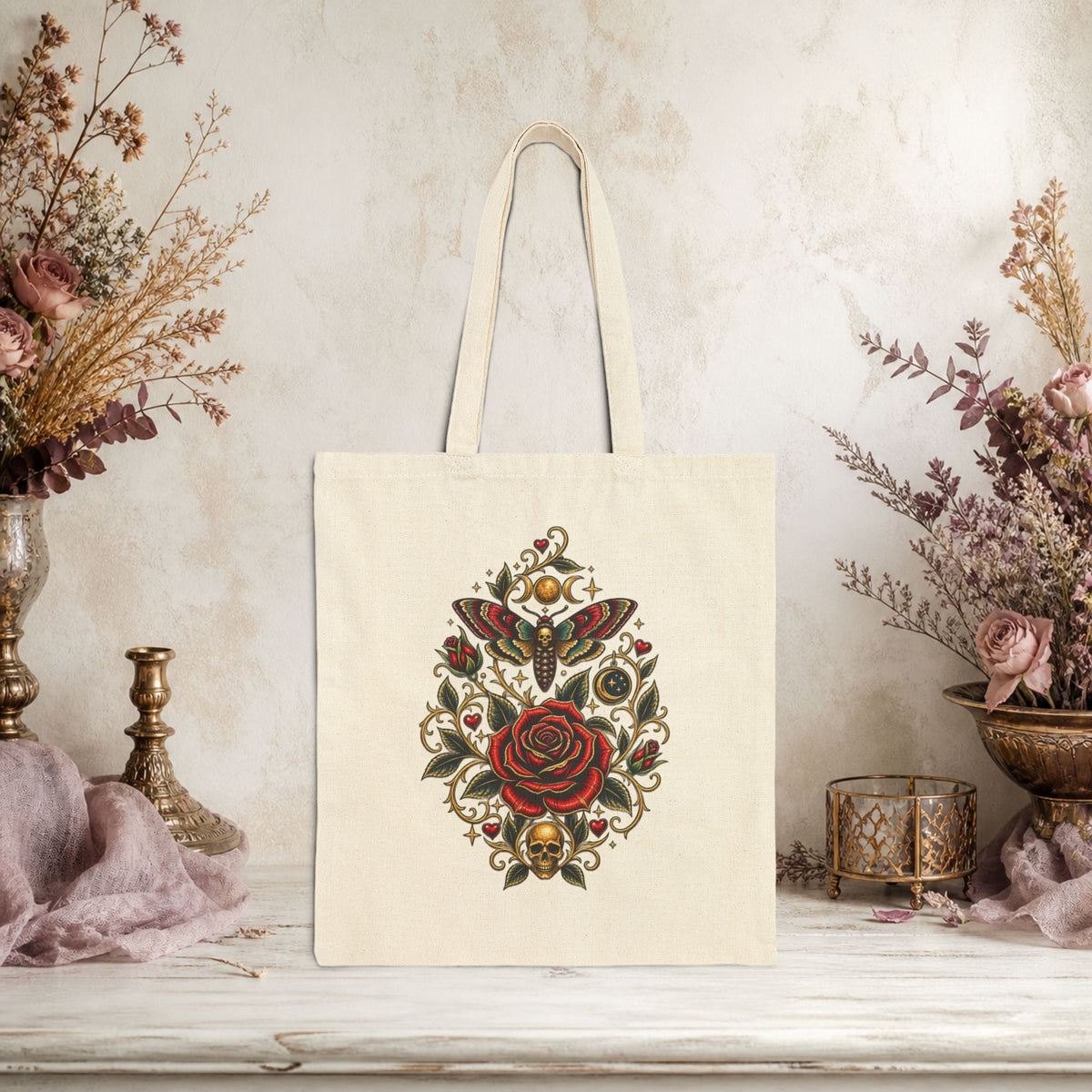 Rose of the Eclipse Gothic Cotton Tote Bag